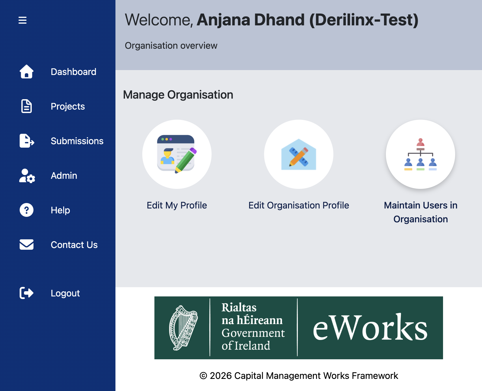 Click on Maintain Users in Organisation