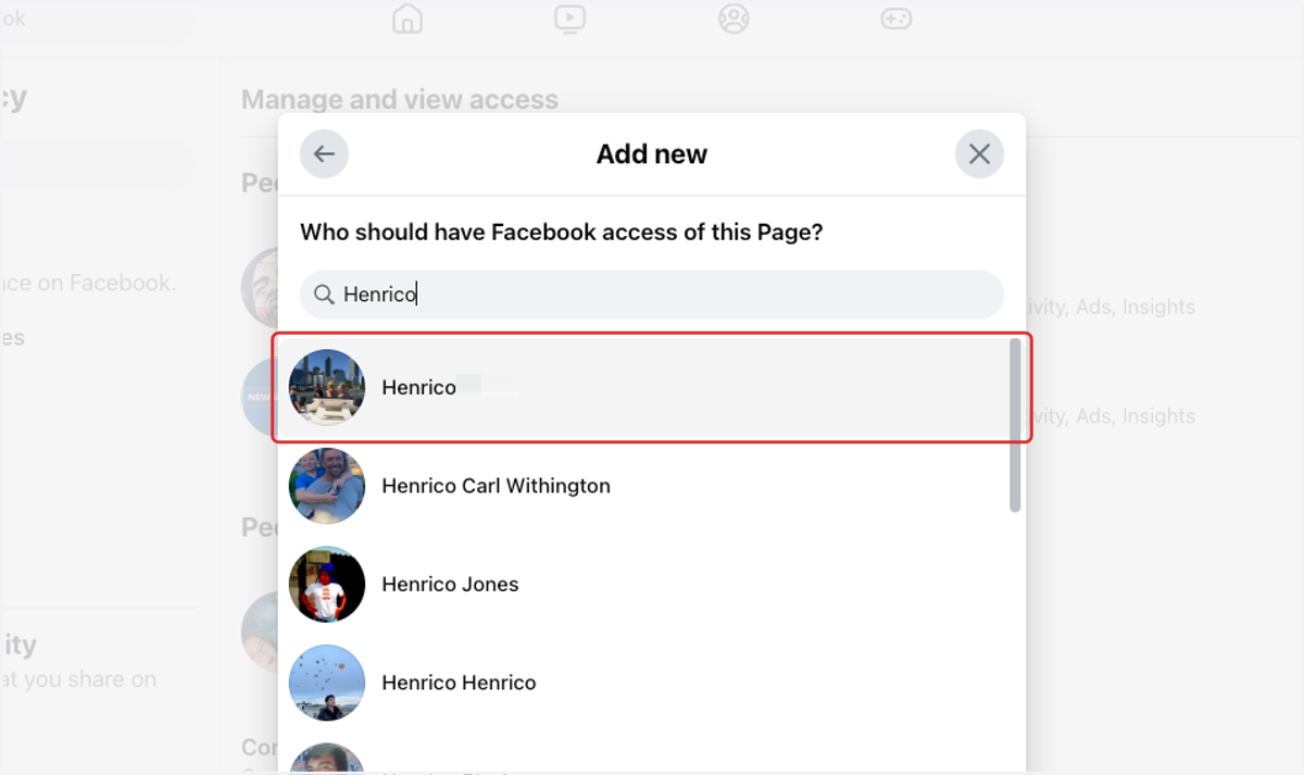 Select their name