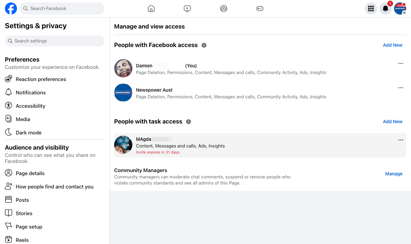 Here you can see that an invite has been sent to them to access the page