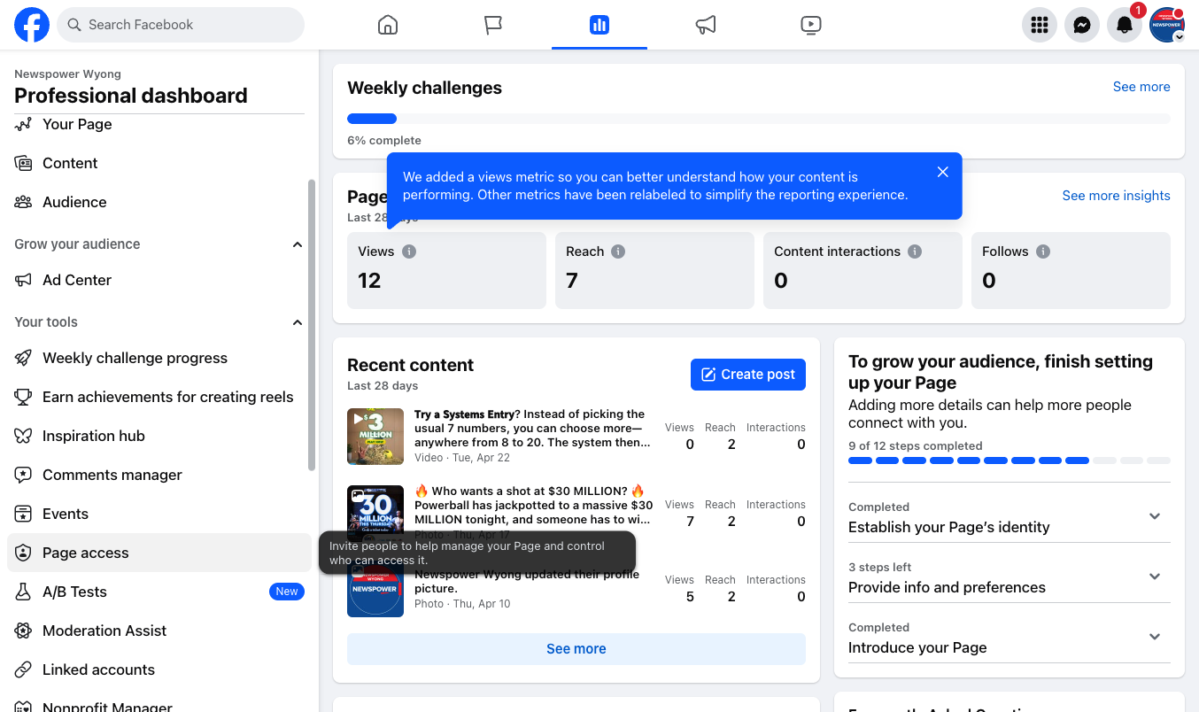 Click on Page access from the lefthand menu