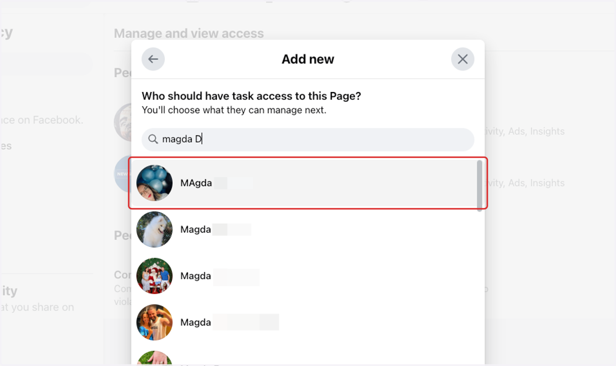Click on their name