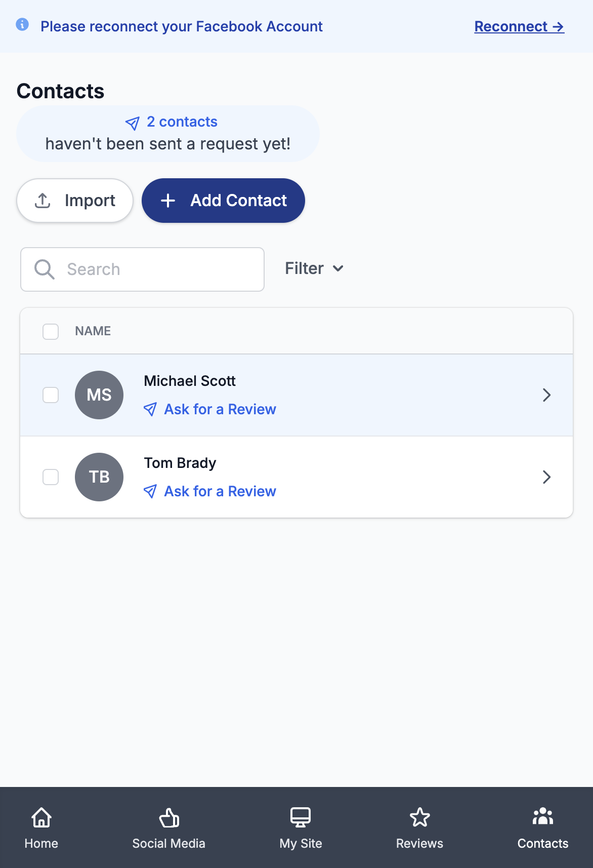 Click on the contact you want to edit