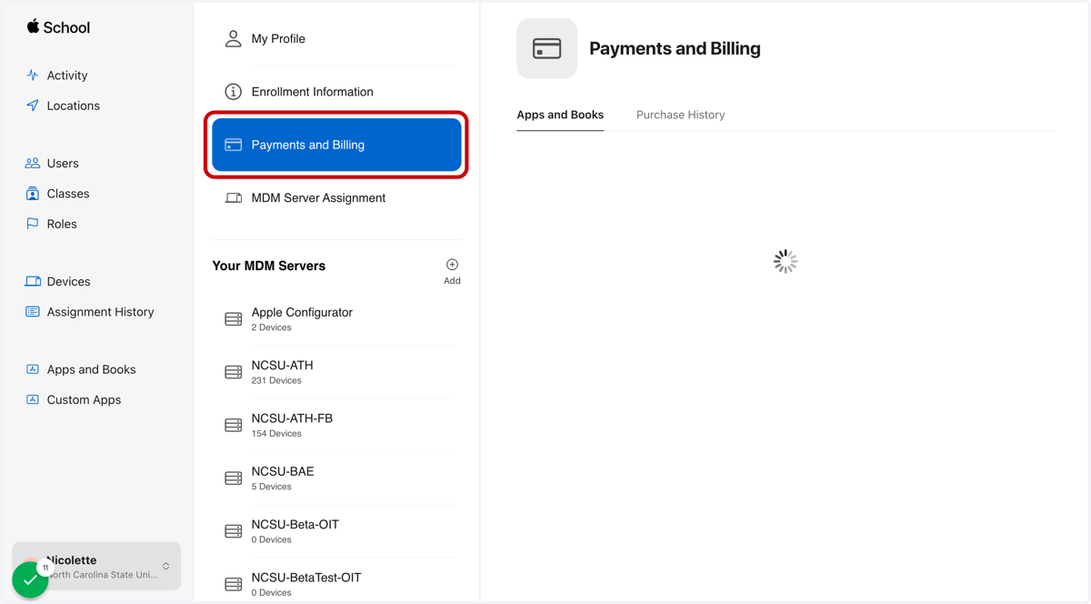 Click on Payments and Billing