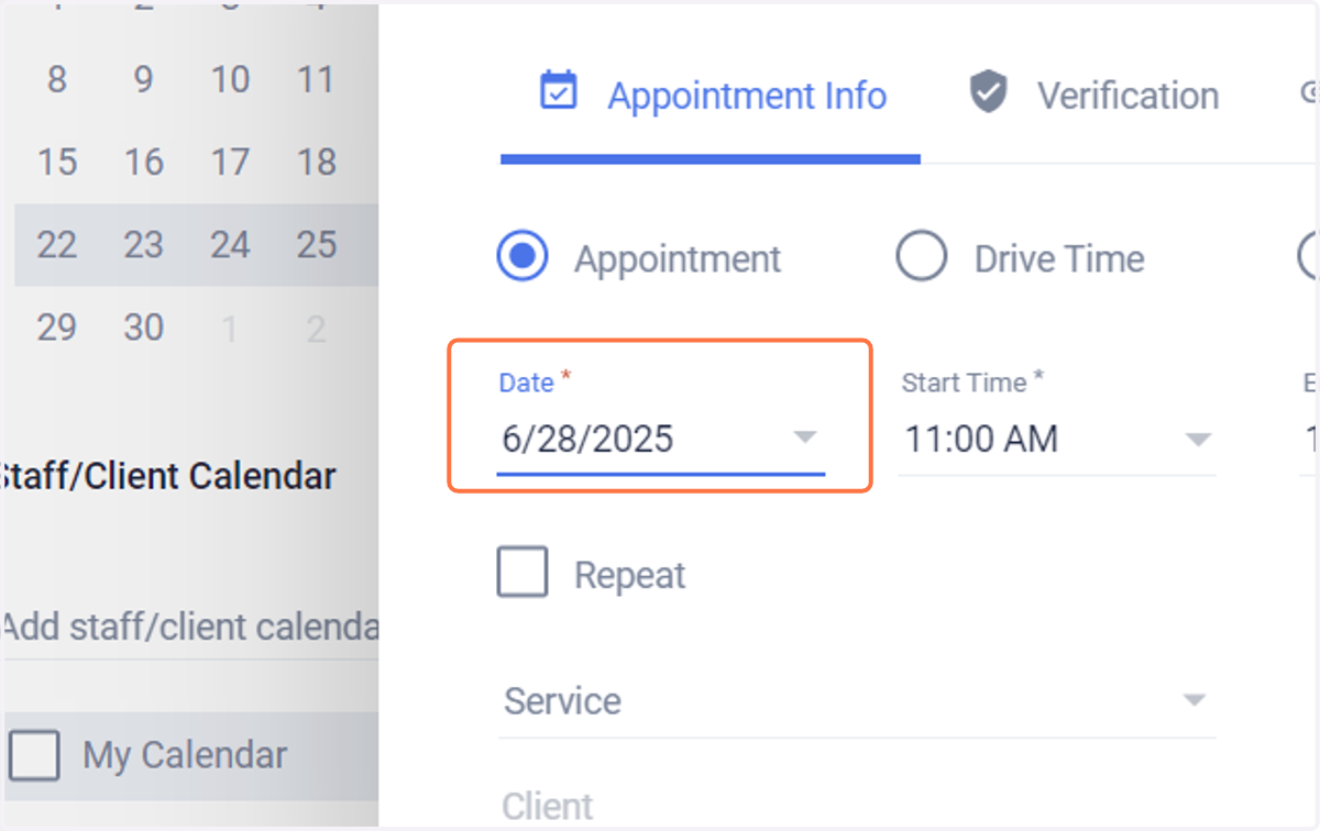 Select the date