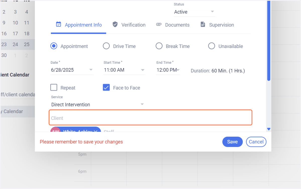 Click on highlight and then type in client's name