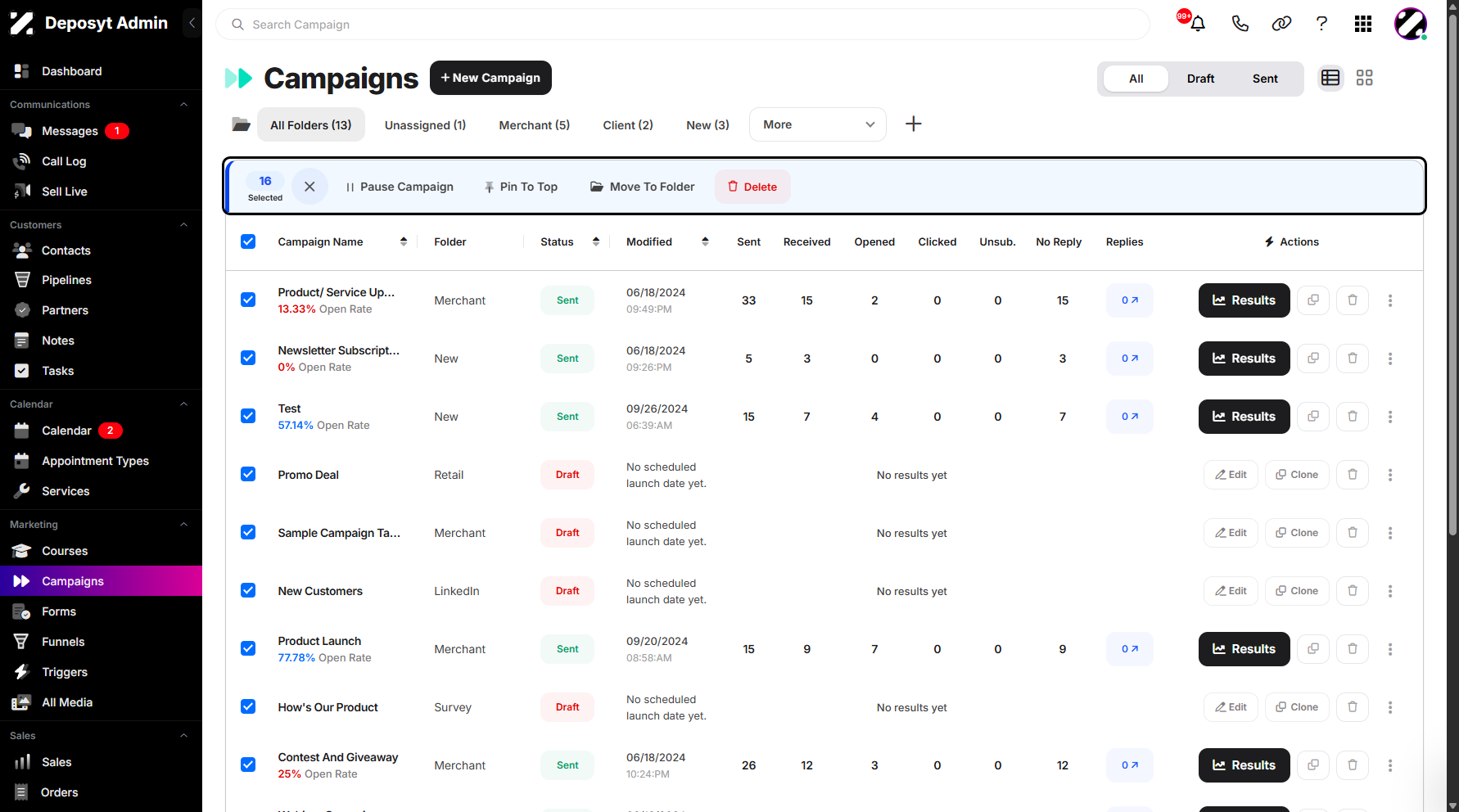 Step 4: Once selected, the bulk actions will be displayed above.