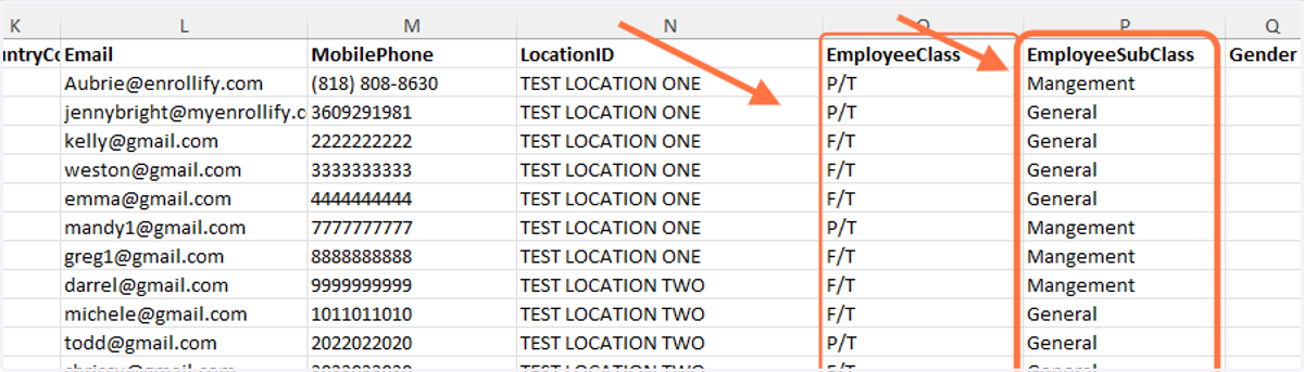 Add Class and Sub Class indicators in the Employee Census