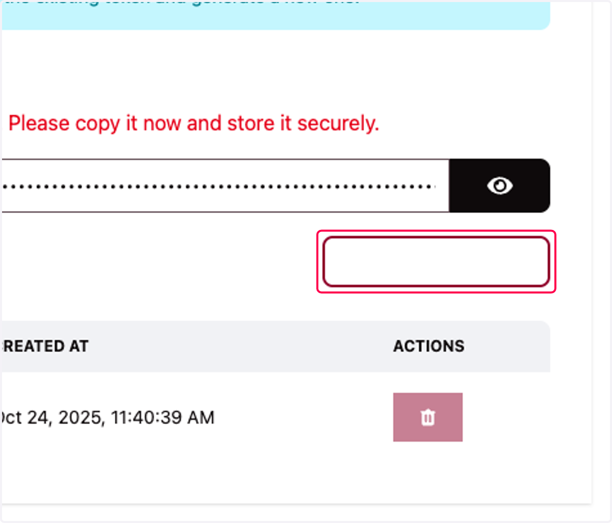 Click on I've Copied My Token