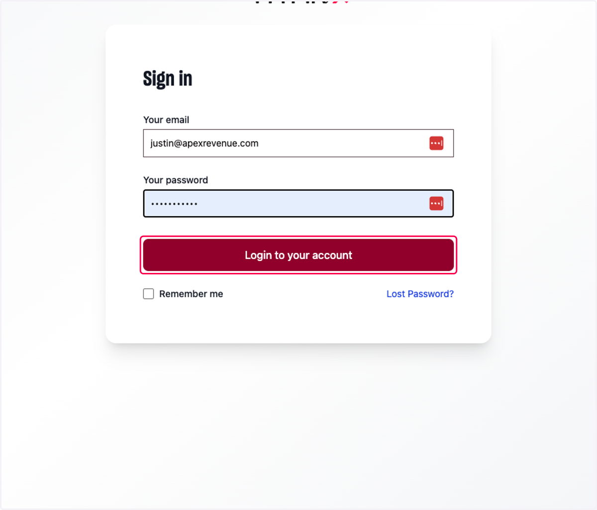 Click on Login to your account