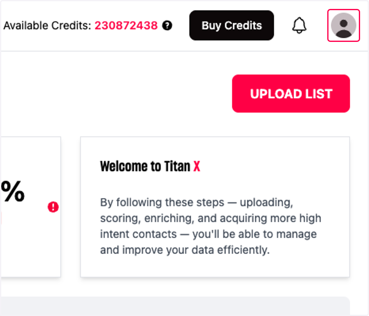Click on User menu