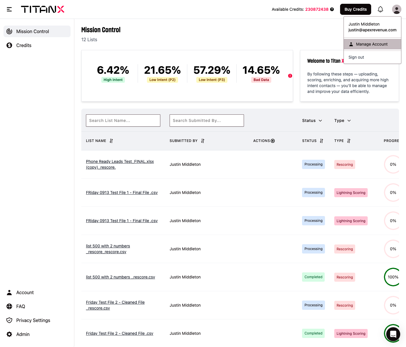 Click on Manage Account