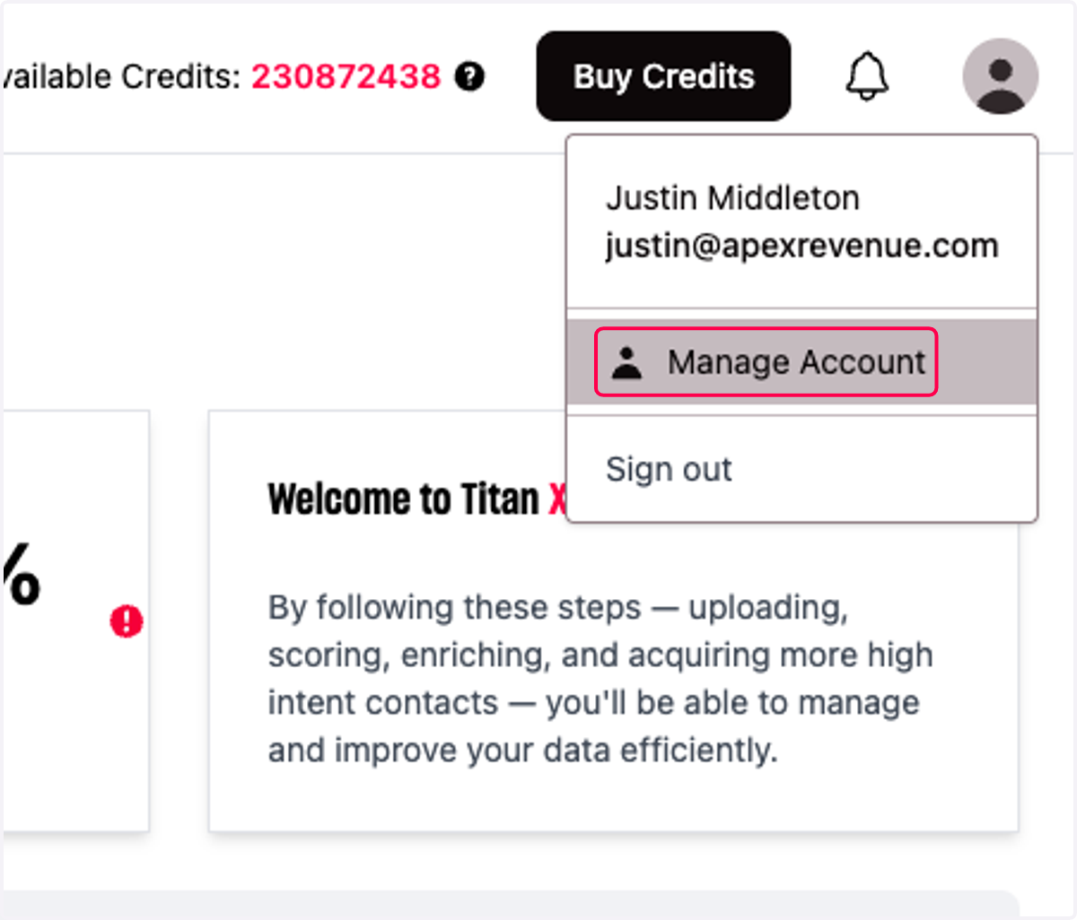 Click on Manage Account