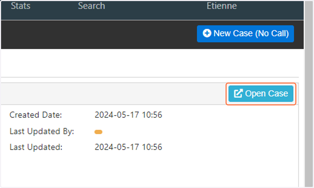 Click on Open Case to open the case where the recordings are located