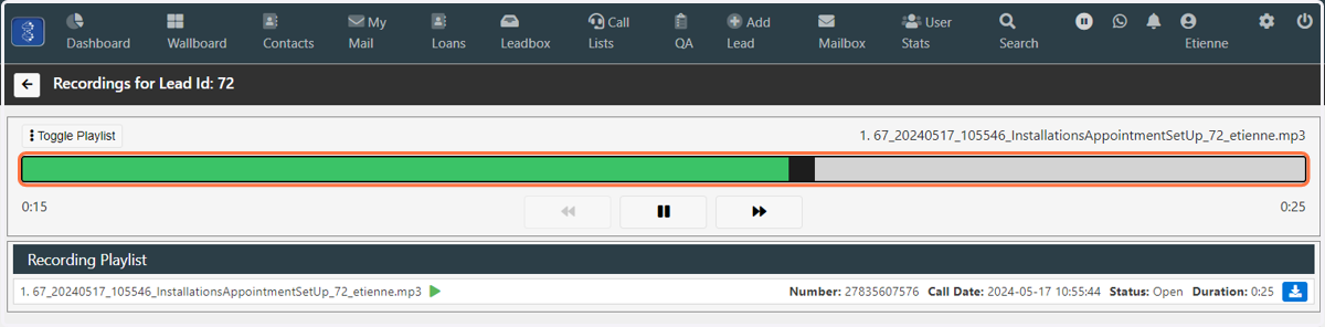 You can drag the slider to move forward or backward in the recording