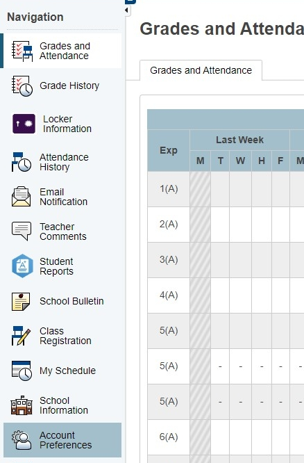 Click on Account Preferences under the 'Navigation' heading.