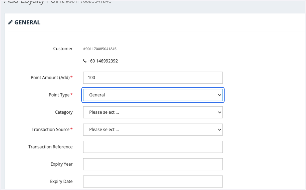 Select the Points Type. In most cases, we will choose "General."