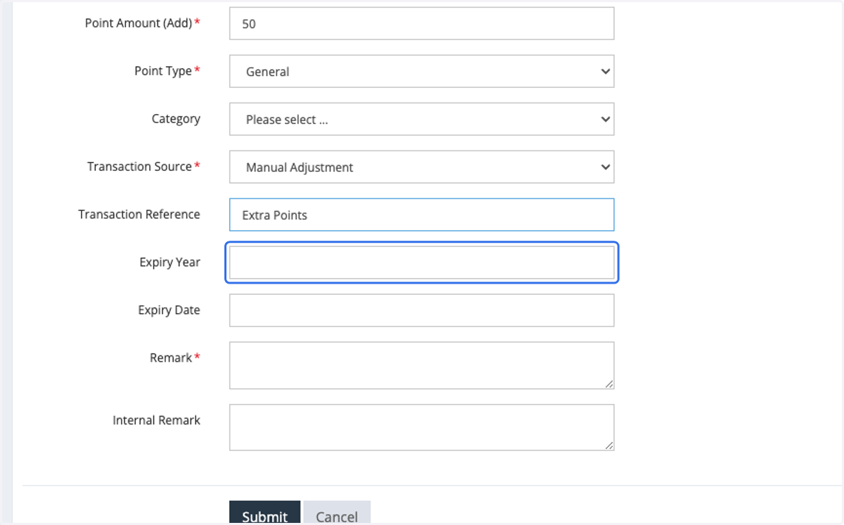 Select the expiry year