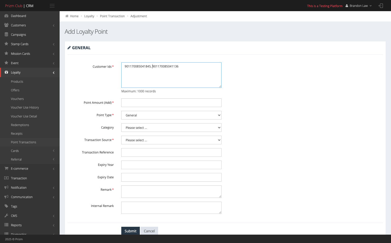 Insert the Customer IDs that you would like add.