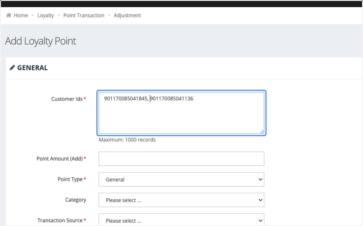 Insert the Customer IDs that you would like add.