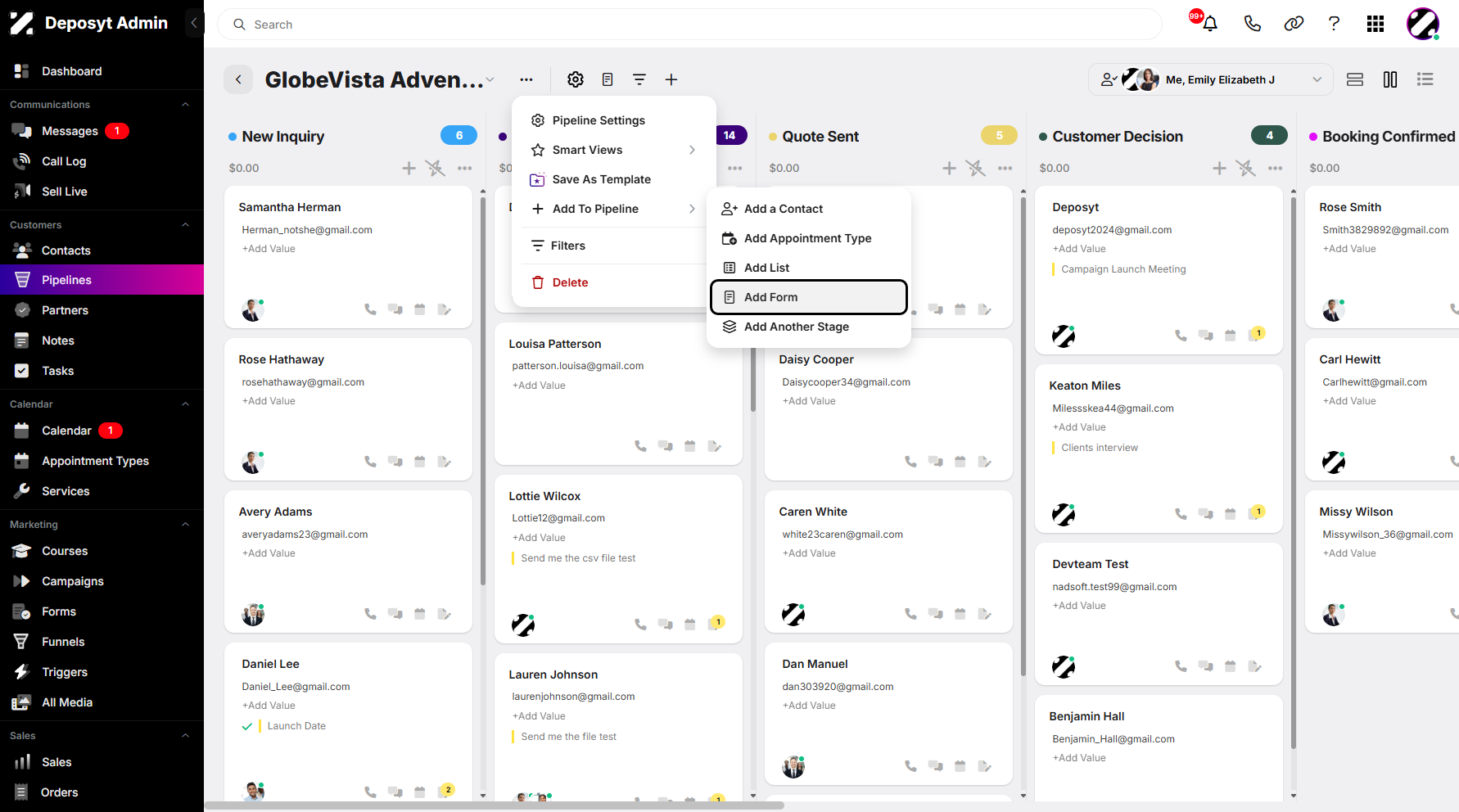 Step 7: From the sidebar menu, click Add Form to proceed.