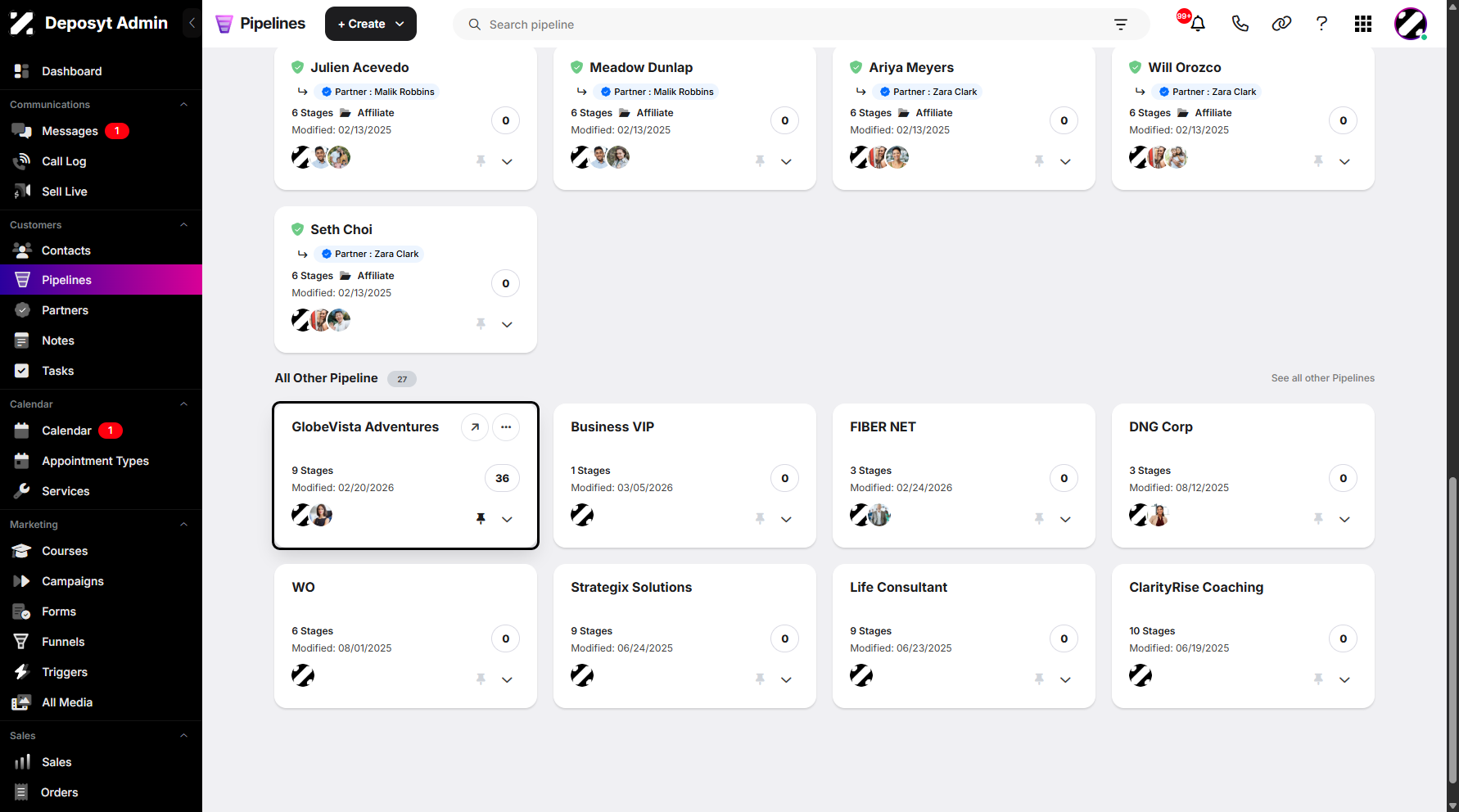 Step 3: Scroll and select a pipeline, then click on it to open.