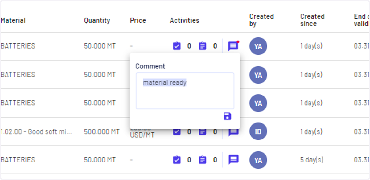 Click again on the "Comment" icon to edit your comment