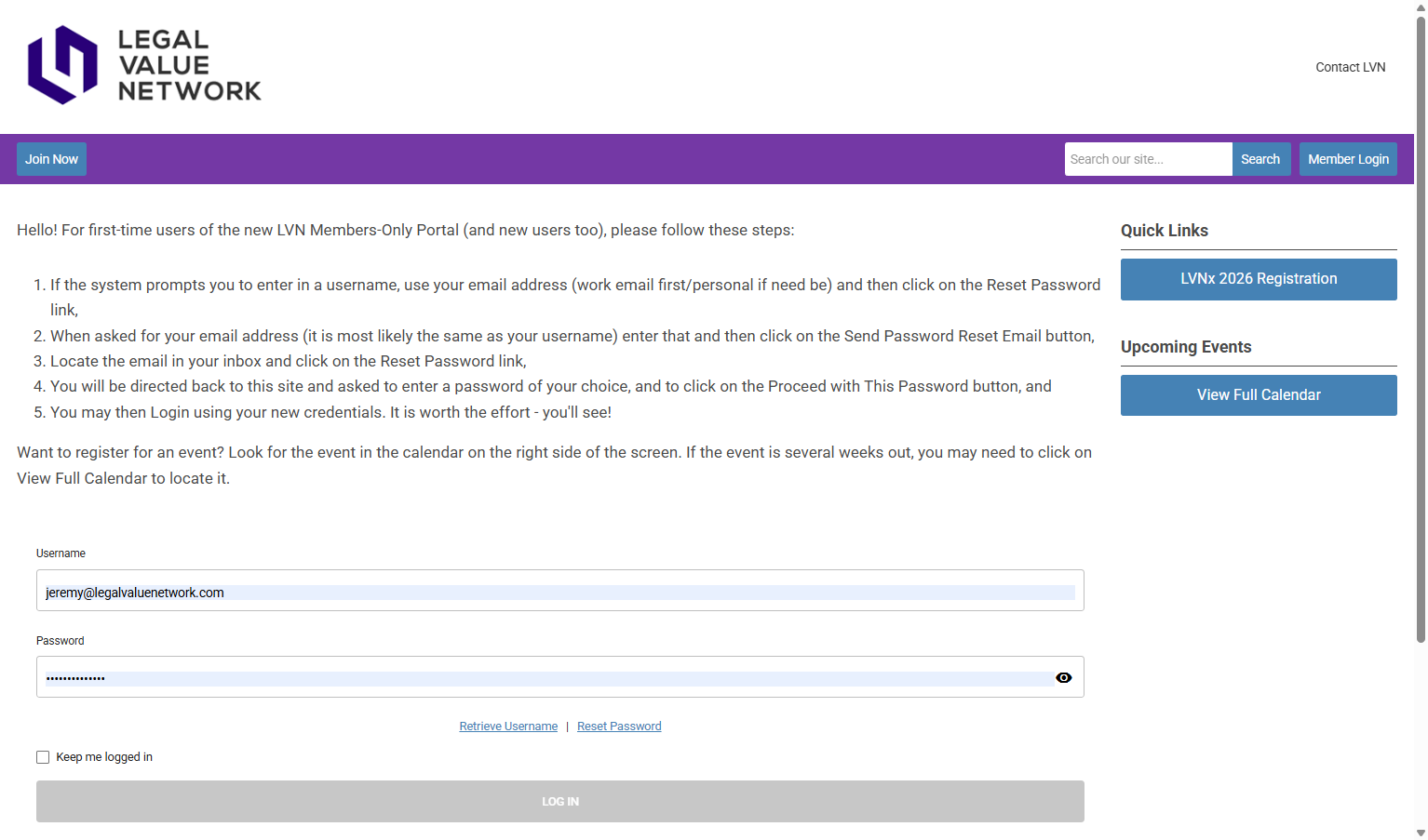 This will take you to a new page. Enter your login information and click on LOG IN
