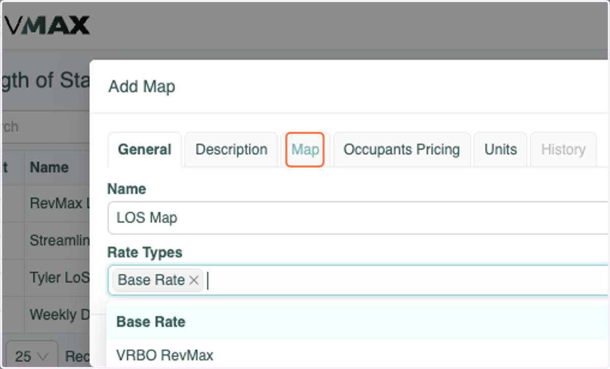 Click on the Map tab