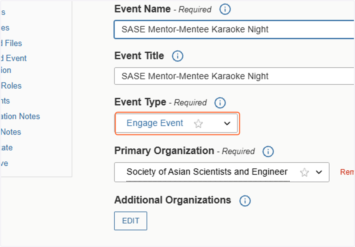 Select Event Type