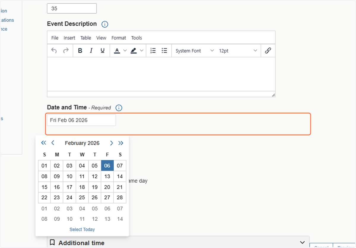 Review Date and Time(View from when you click on the date)