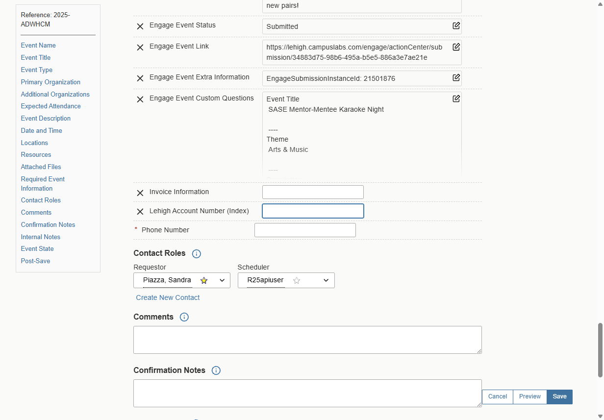 Adding Lehigh Account Number (Index)