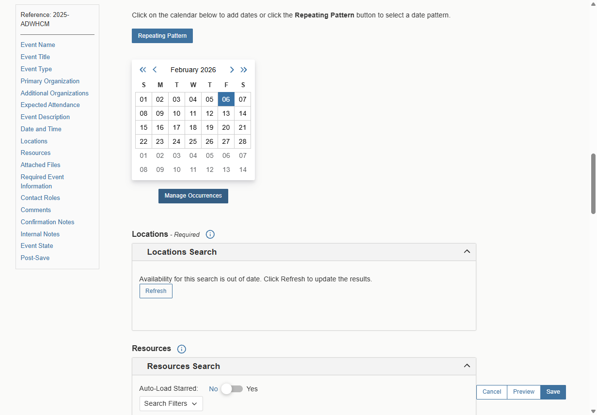 Confirming/Reviewing the Number of Occurrences of Events