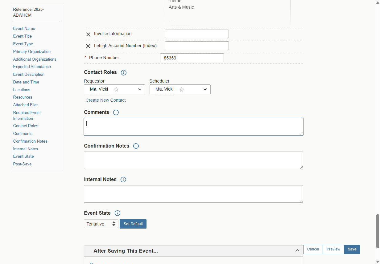 Adding comments, confirmation notes, and internal notes
