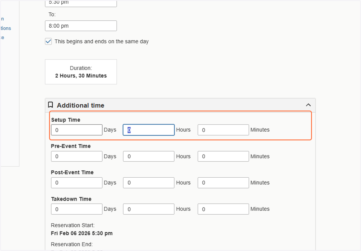 Adding Additional Set Up Time