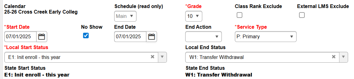 Enter the correct Local End Status. Use the SASA manual to determine the appropriate code. https://www.dpi.nc.gov/districts-schools/district-operations/financial-and-business-services/student-accounting