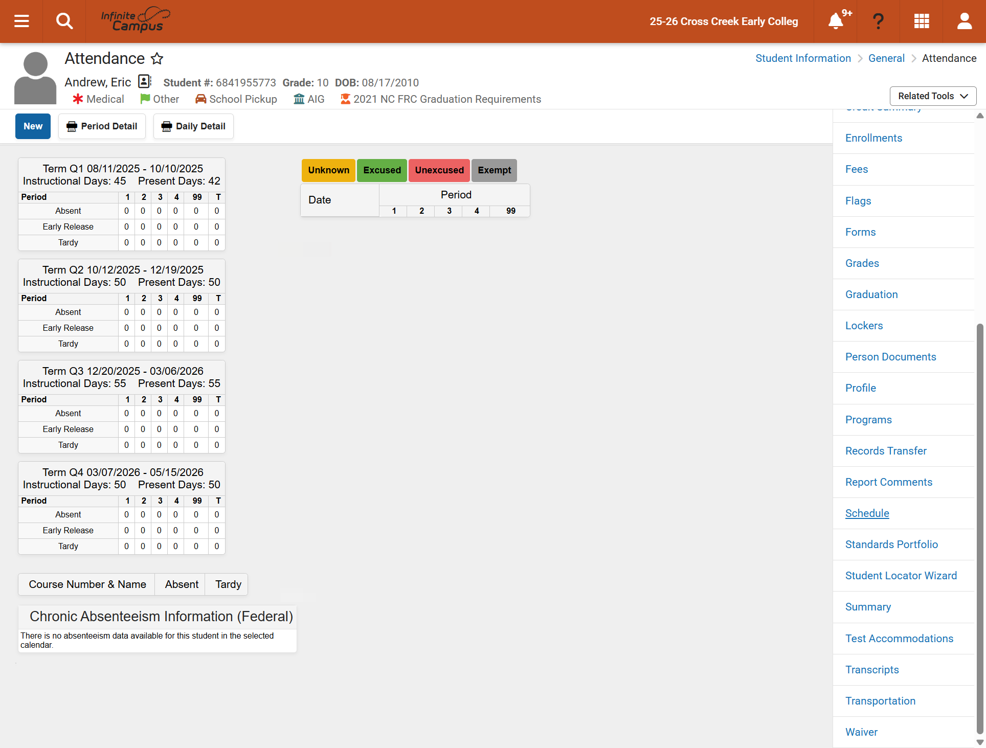 Navigate back to the Schedule tool.