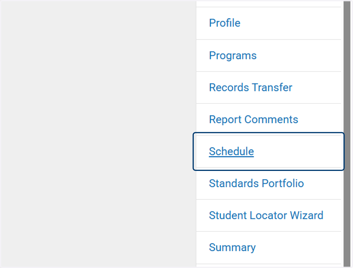 Navigate back to the Schedule tool.