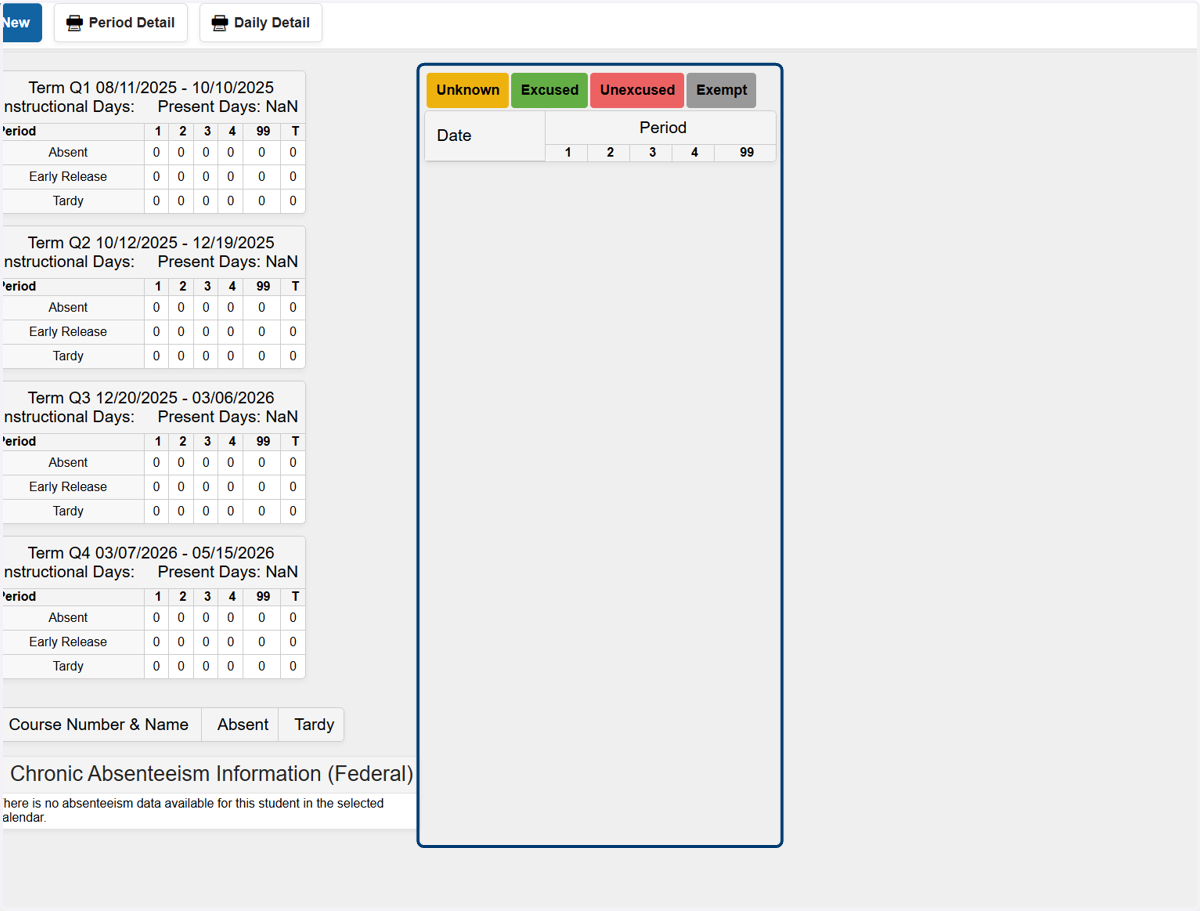Navigate to the Attendance tool, where you will see that the attendance records have now been removed.