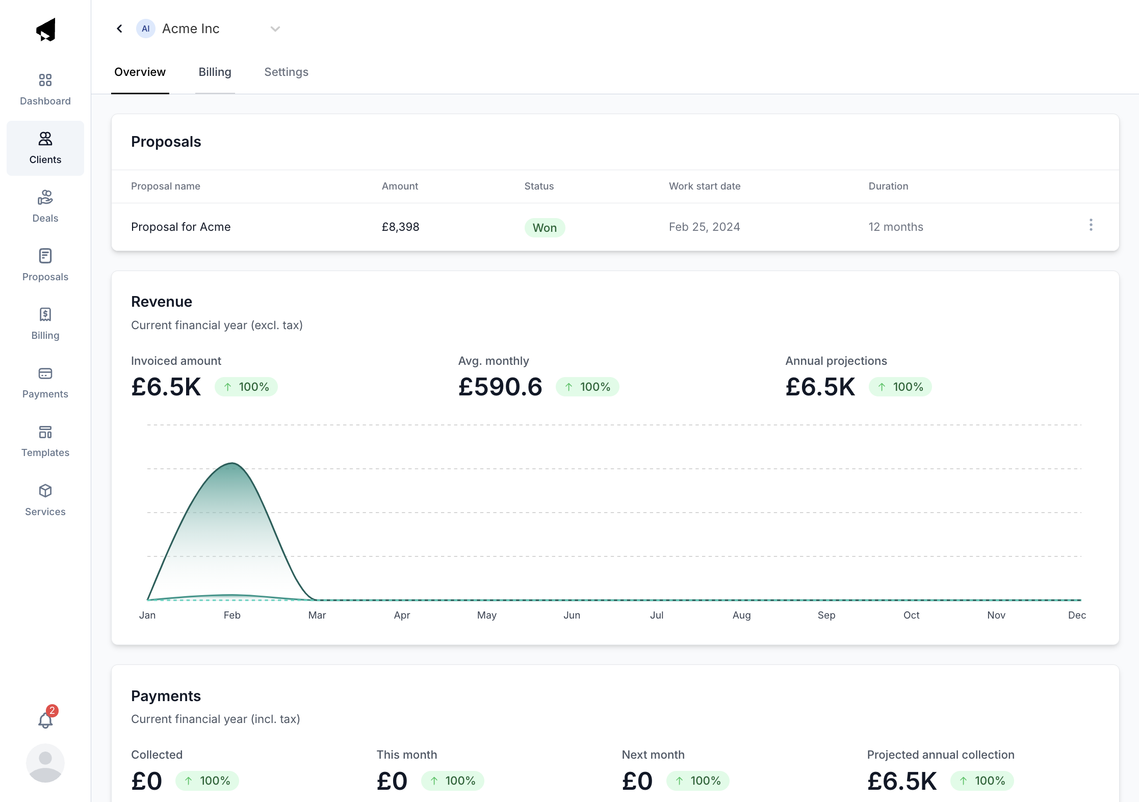 Next, navigate to 'Billing' under the client workspace