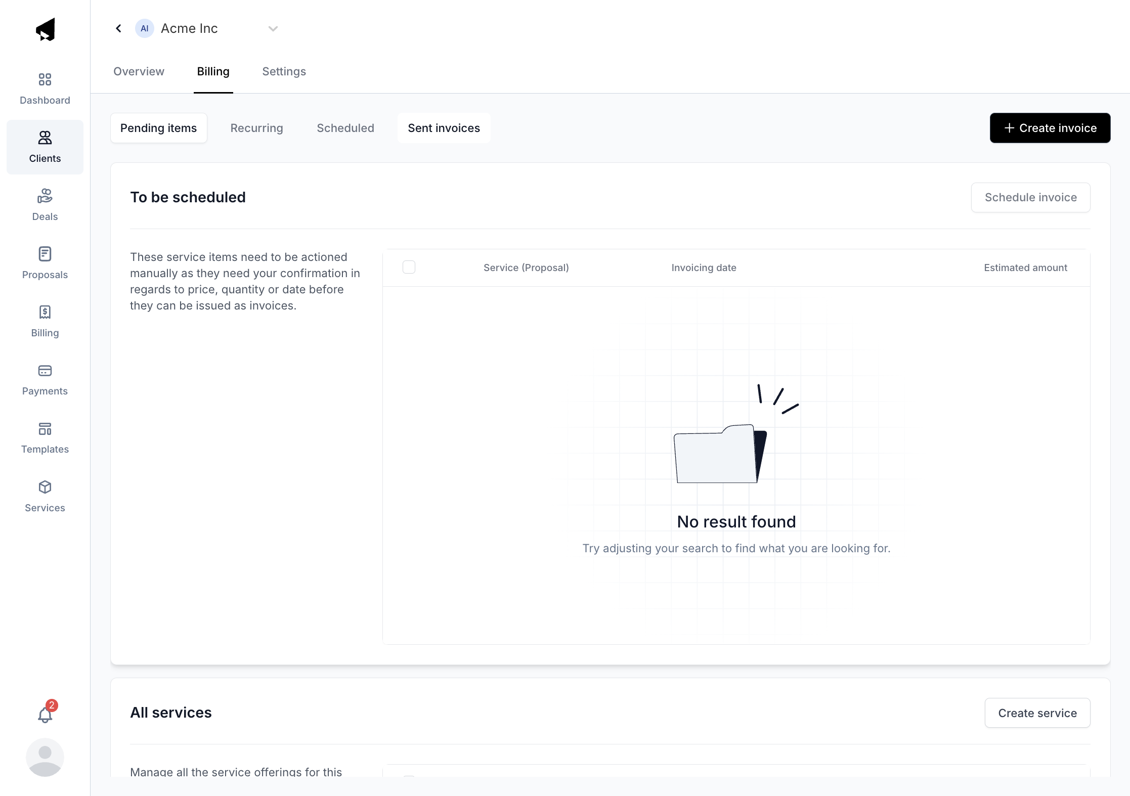 Click on 'Sent invoices'