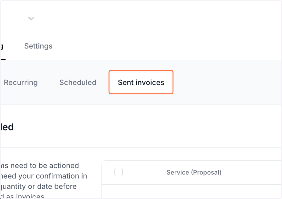 Click on 'Sent invoices'