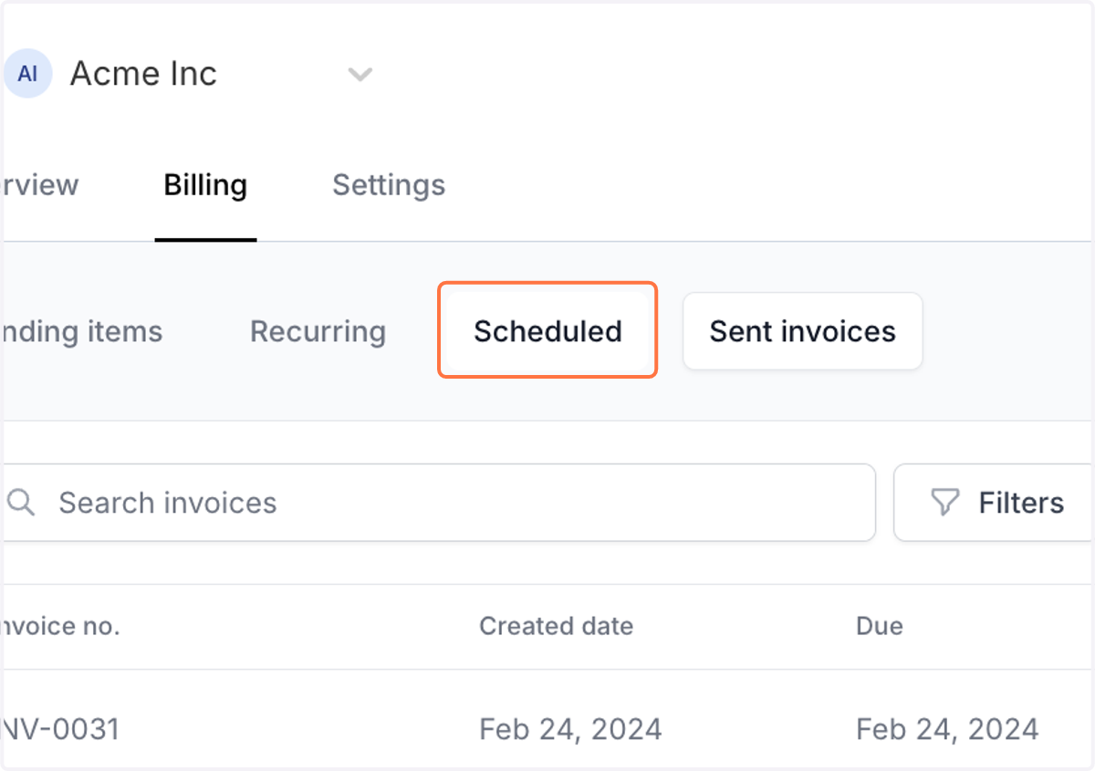 Invoices for recurring services from proposal