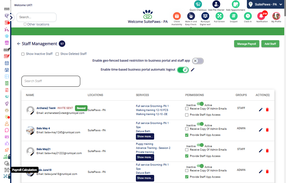 Navigate to "Payroll Calculation" menu