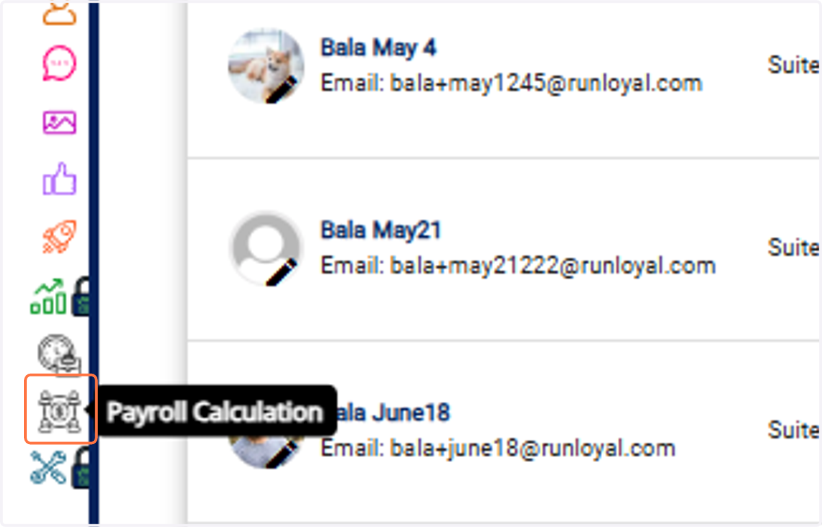 Navigate to "Payroll Calculation" menu