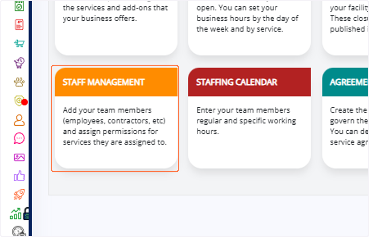 Click on "Staff Management"