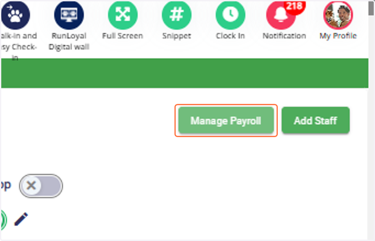 Click on "Manage Payroll"