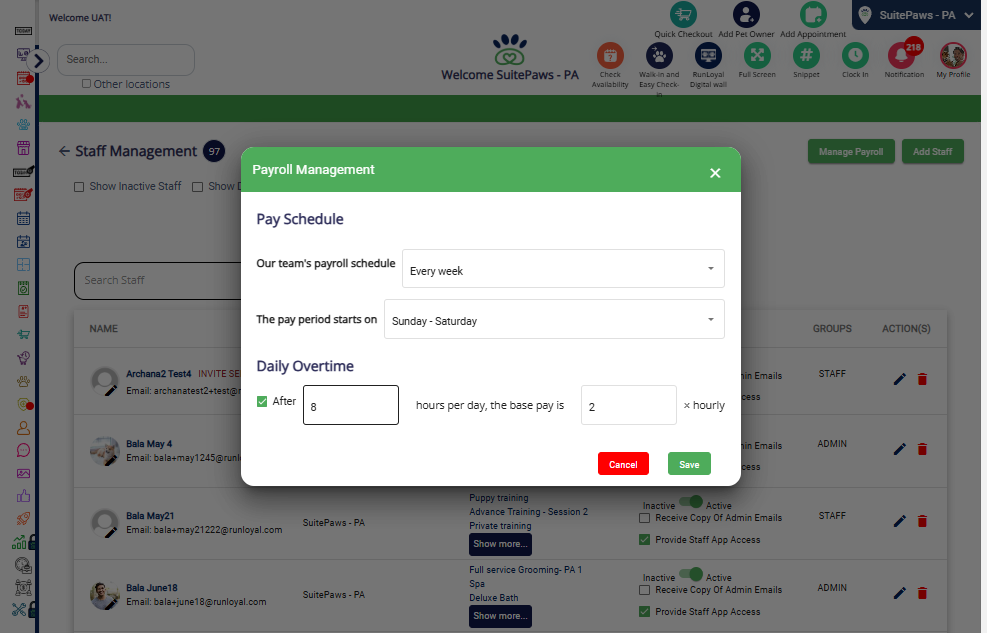 If calculating overtime for the employee, check the box.