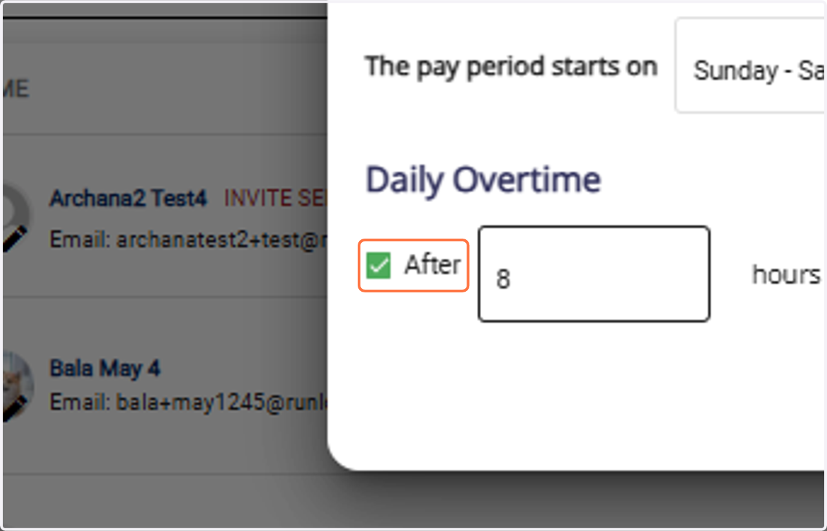 If calculating overtime for the employee, check the box.