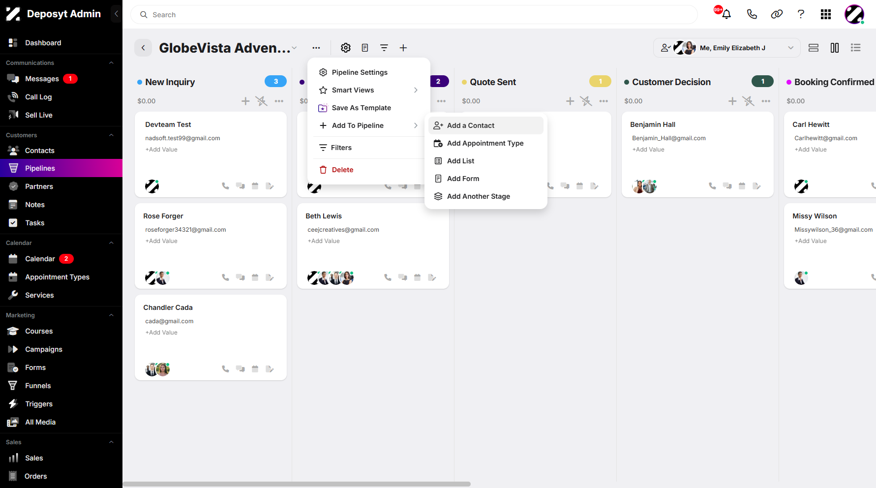 Step 4: Go to the side menu and click Add a Contact to proceed.