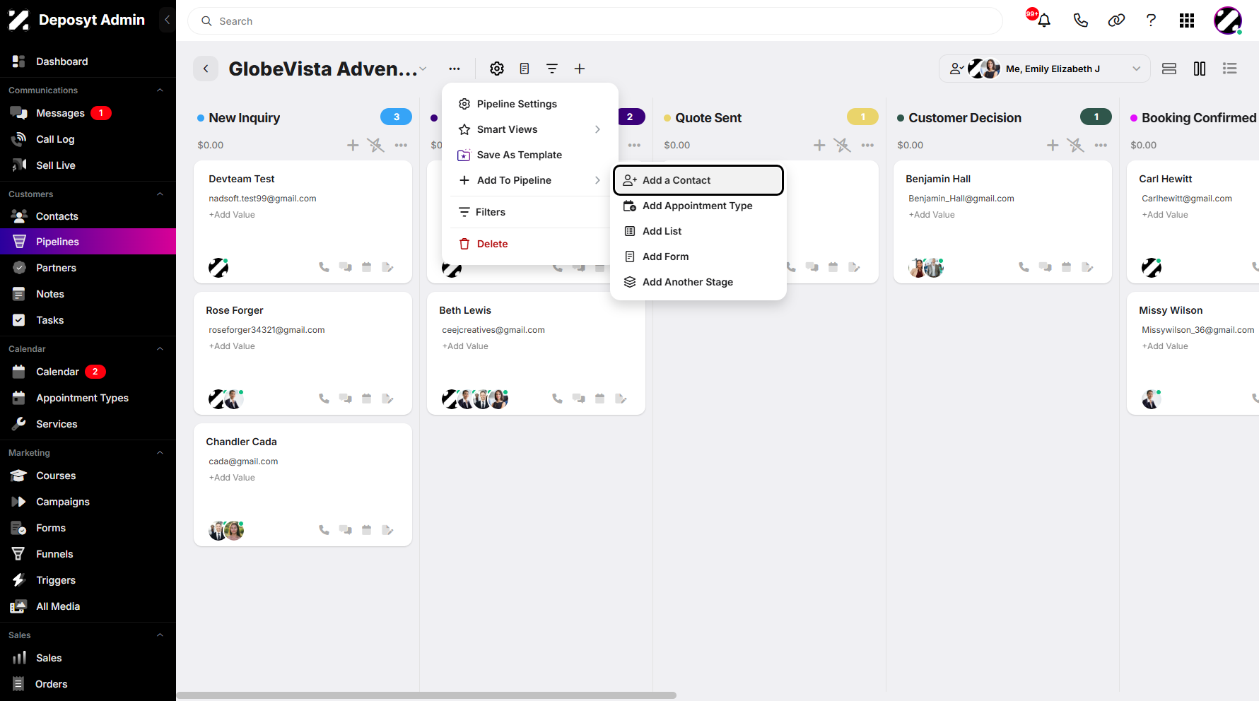 Step 4: Go to the side menu and click Add a Contact to proceed.